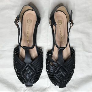 Chase & Chloe black woven front sandals/flats